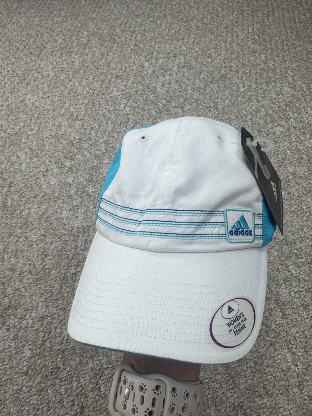 adidas White and Teal Women's Sport Cap